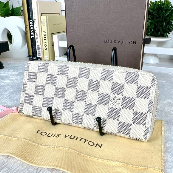 Louis Vuitton Handbags - Louis Vuitton Damier Azur Clemence Long Wallet pink leather NICE EUC